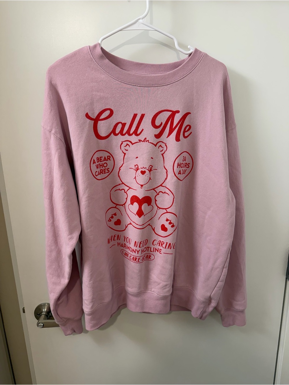 Care Bears Pink Crewneck Sweatshirt with Red Graphic XXL